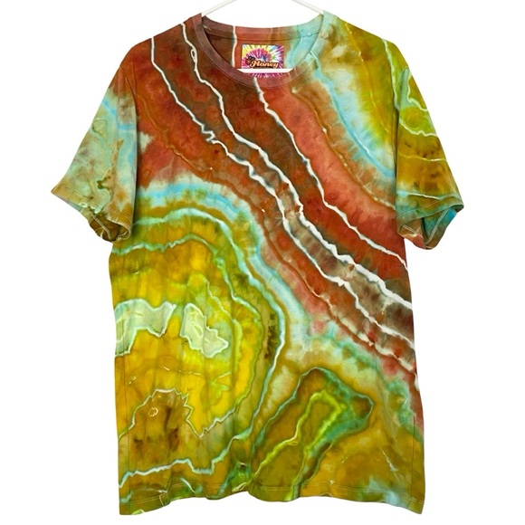 Handmade Geode Tie Dye Tee Tshirt Mens Size XL Crewneck Short Sleeve Multi Shirt - Picture 1 of 9